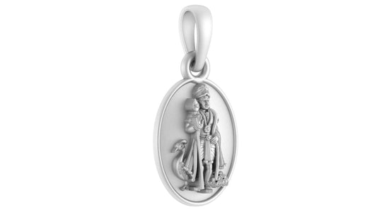 God Kartikeya Pure Silver 92.5% purity Chain pendant by Akshat Sapphire Murugan Pendant (Pendant with Figaro Chain-18 inches)
