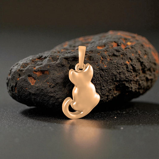 22 CT Gold Plated Silver (92.5% purity) Stylish and Fashionable Cute Cat Pendant by for Kids & Woman