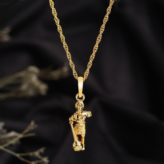 22KT Gold Plated God Hanuman Chain Pendant (Locket with Anchor Chain- 22 inches) for Men & Women
