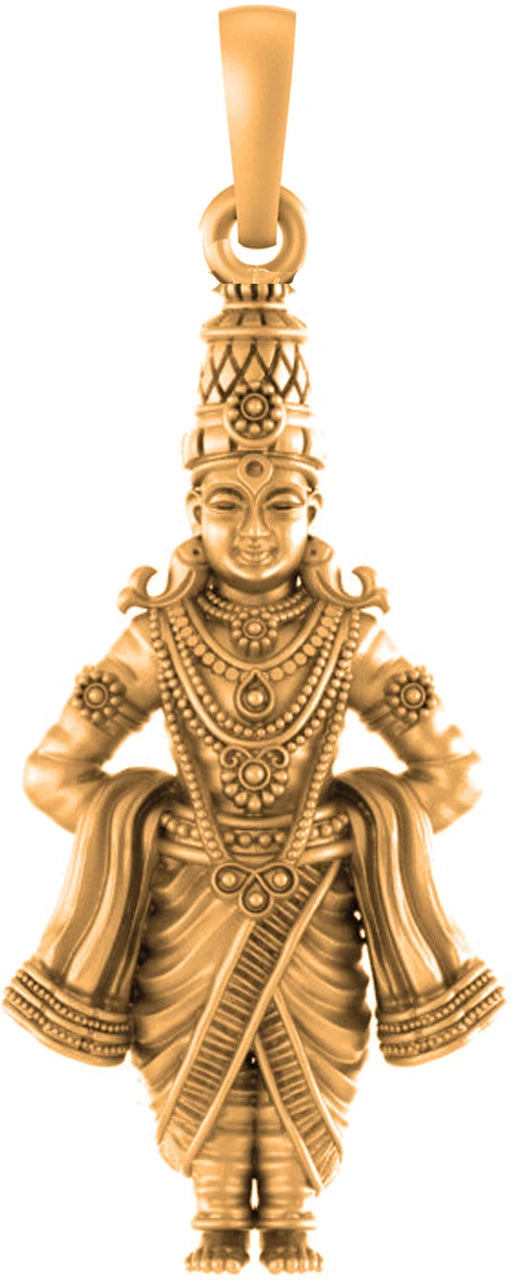 Akshat Sapphire Sterling Silver (92.5% purity) Golden God Vitthal Pendant for Men & Women Pure Silver Lord Vithal Locket for Good Health & Wealth (PM7333_Golden)