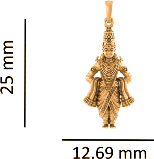 Akshat Sapphire Sterling Silver (92.5% purity) Golden God Vitthal Pendant for Men & Women Pure Silver Lord Vithal Locket for Good Health & Wealth (PM7333_Golden)