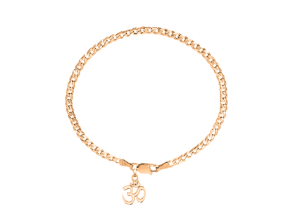 Akshat Sapphire 22KT gold plated  92.5% pure Sterling Silver Curb Designer Bracelet with spiritual OM for Men & Boys