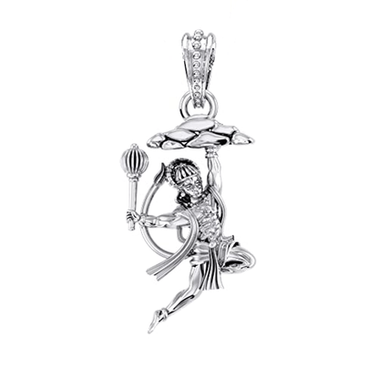 Akshat Sapphire 92.5% Pure Sterling Silver God Hanuman (Big Size) Pendant for Men and Boys