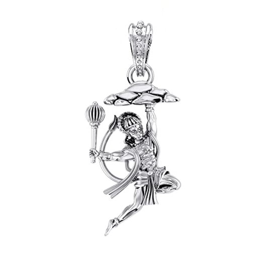 Akshat Sapphire 92.5% Pure Sterling Silver God Hanuman (Big Size) Pendant for Men and Boys