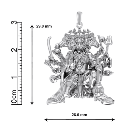 92.5% Pure Sterling Silver God Panchmukhi Hanuman/Bajrang Bali (Big Size) Pendant for Men & Women