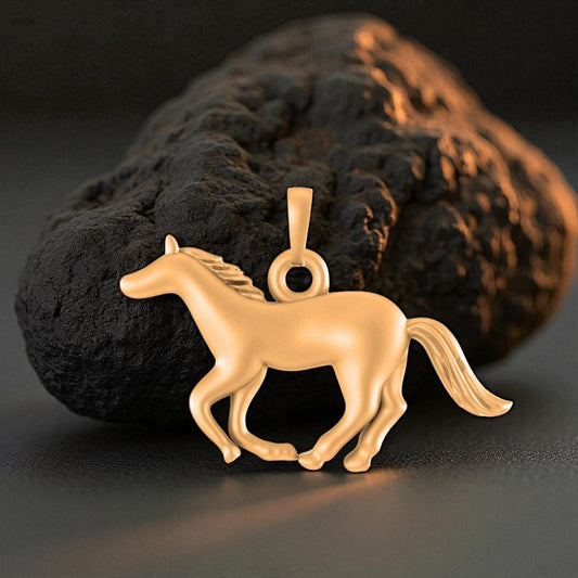 22 CT Gold Plated Silver (92.5% purity) Strength Symbolic Horse Pendant for Men and Women