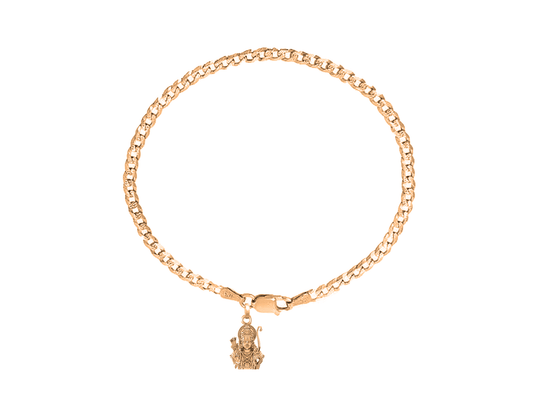 22KT gold plated 92.5% pure Sterling Silver Curb Designer Bracelet with Charm Ram for Men & Boys