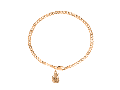 22KT gold plated 92.5% pure Sterling Silver Curb Designer Bracelet with Charm Ram for Men & Boys