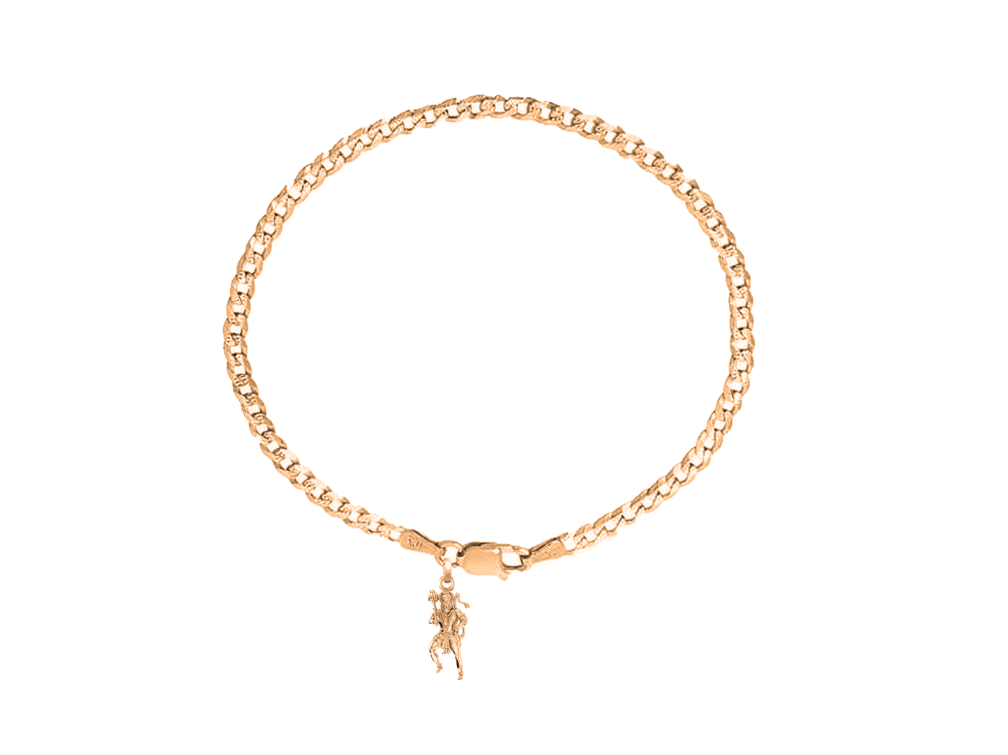 Akshat Sapphire 22KT gold plated  92.5% pure Sterling Silver Curb Designer Bracelet with Charm Hanuman for Men & Boys