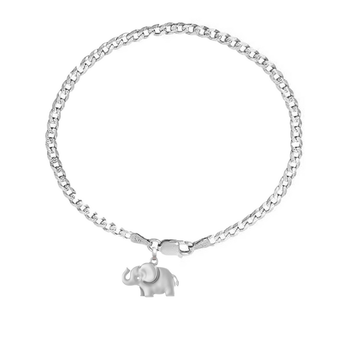 Akshat Sapphire 92.5% pure Sterling Silver Curb Designer Bracelet with fashionable Elephant for Men