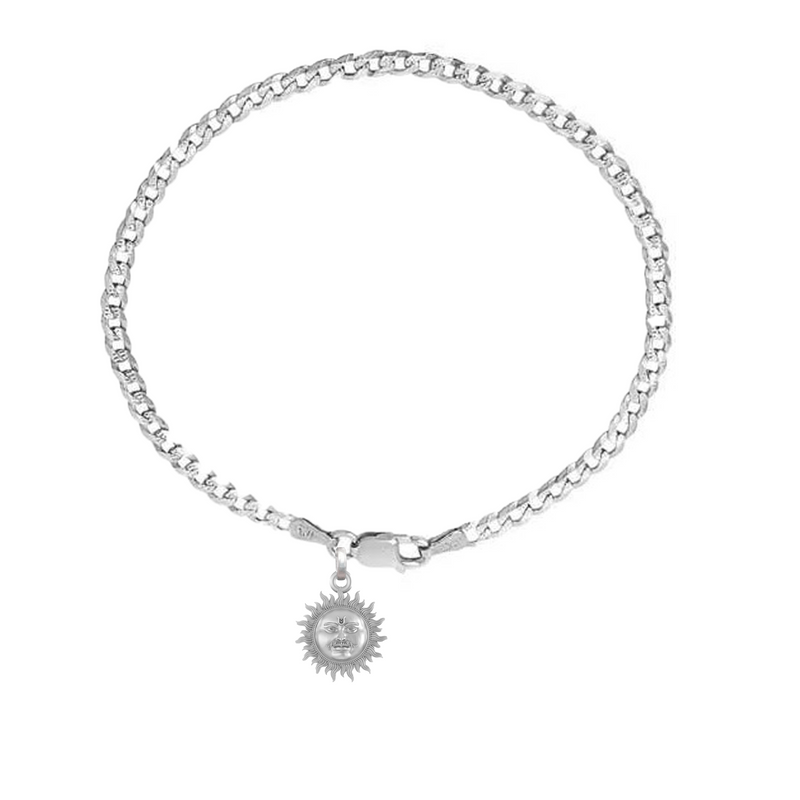 Akshat Sapphire 92.5% pure Sterling Silver Curb Designer Bracelet with Charm Surya for Men & Boys