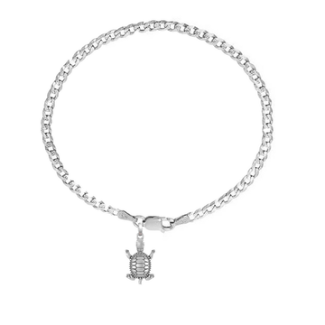 Akshat Sapphire 92.5% pure Sterling Silver Curb Designer Bracelet with fashionable Tortoise for Men