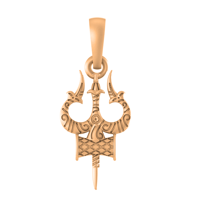 22 CT Gold Plated Silver (92.5% purity) Spiritual Shiva Trishul Pendant by Akshat Sapphire for Kids & Woman