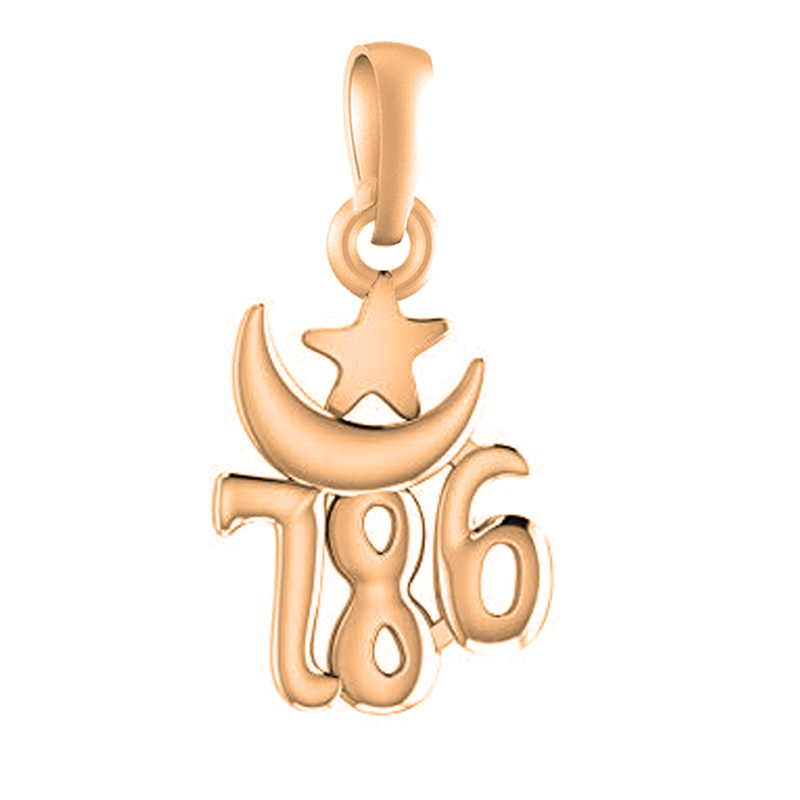 22 CT Gold Plated Silver (92.5% purity) religious and lucky 786 Pendant by for Kids and Woman