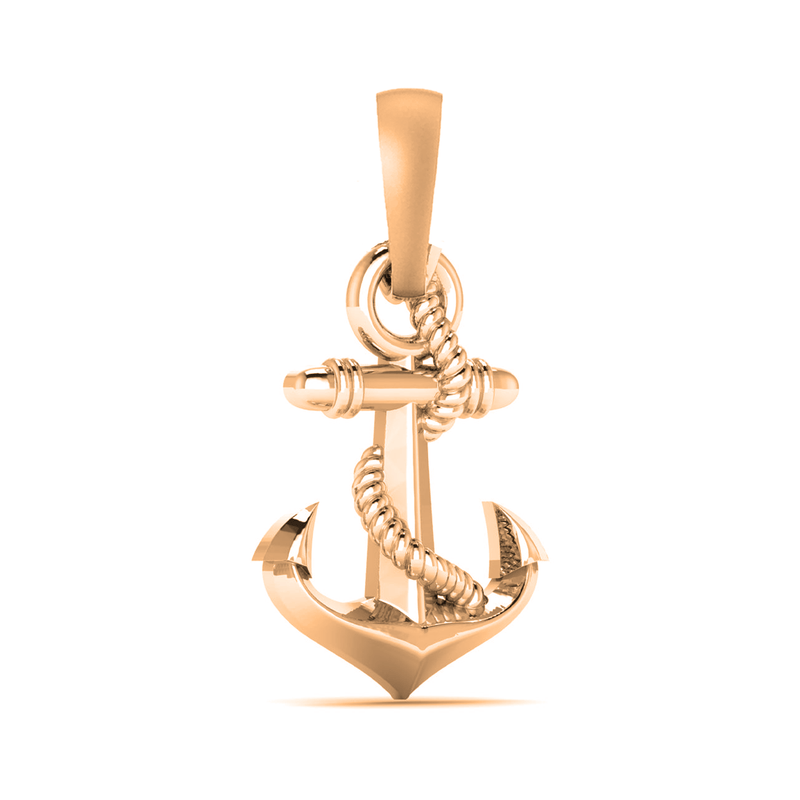 22 CT Gold Plated Silver (92.5% purity) Ship Anchor Pendant by for Kids & Woman