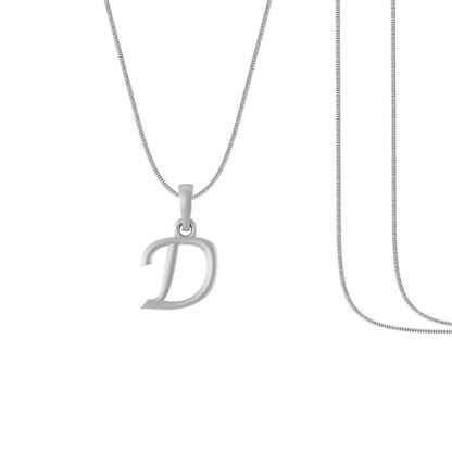 Alphabet Silver Chain Pendant (92.5% purity) for kids upto 4 years by (Snake Chain: 12 Inches)