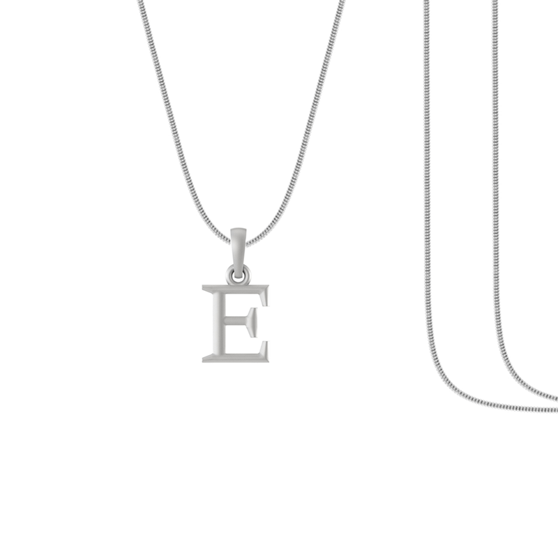Alphabet Silver Chain Pendant  (92.5% purity) for kids upto 4 years by Akshat Sapphire (Snake Chain: 12 Inches)