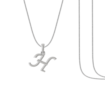 Alphabet Silver Chain Pendant (92.5% purity) for kids by Akshat Sapphire (Snake Chain: 15 Inches)