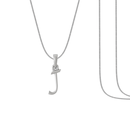 Alphabet Silver Chain Pendant (92.5% purity) for kids by (Snake Chain: 15 Inches)