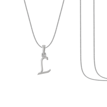 Alphabet Silver Chain Pendant  (92.5% purity) for kids upto 4 years by Akshat Sapphire (Snake Chain: 12 Inches)