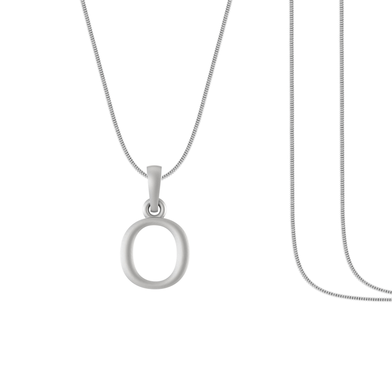 Alphabet Silver Chain Pendant (92.5% purity) for kids by Akshat Sapphire (Snake Chain: 15 Inches)