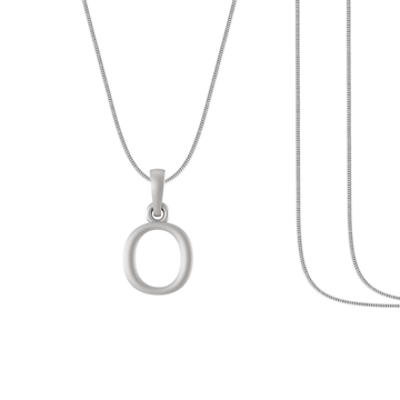 Alphabet Silver Chain Pendant (92.5% purity) for kids by Akshat Sapphire (Snake Chain: 15 Inches)
