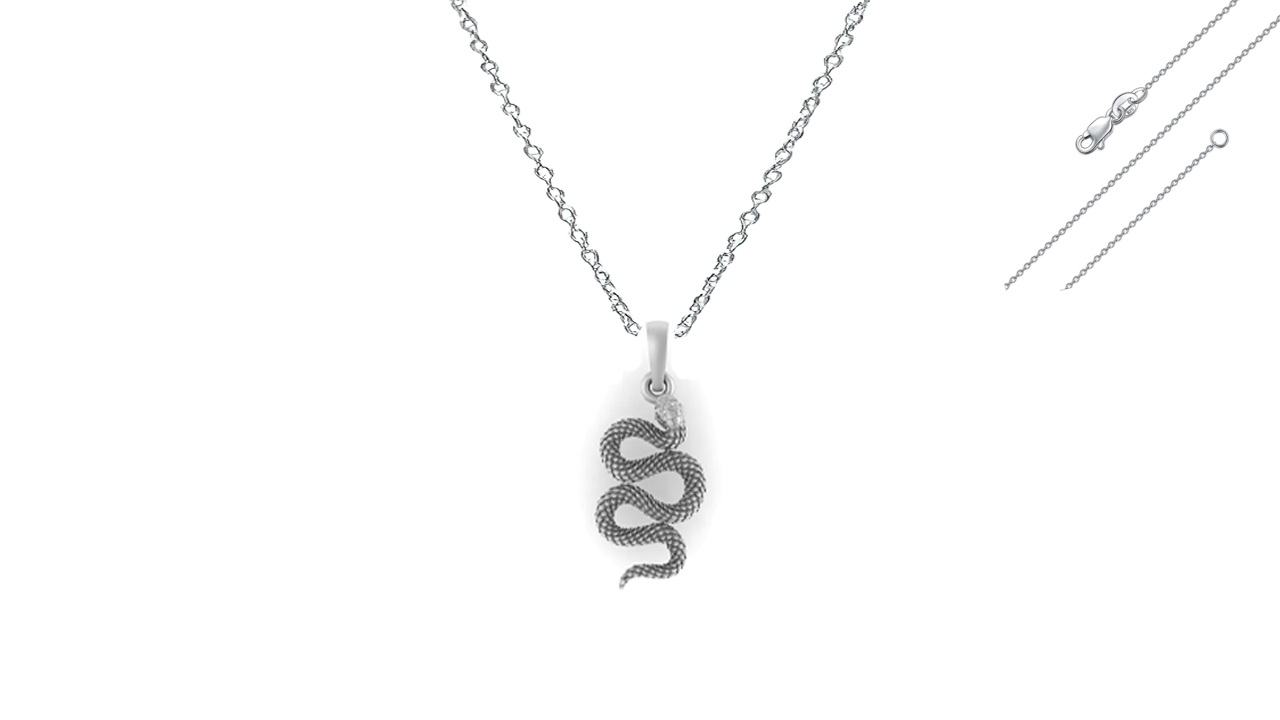 Stylish snake Pure Silver 92.5% purity Chain pendant by Akshat Sapphire snake Pendant (Pendant with Anchor Chain-22 inches)
