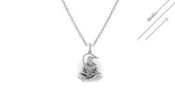 God Hanuman Chain Pendant (Pendant with Anchor Chain- 22 inches) for Men & Women Pure Silver Lord bajrang bali Chain Locket for Good Health & Wealth