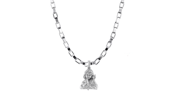 God Kartikeya Pure Silver 92.5% purity Chain pendant by Akshat Sapphire Murugan Pendant (Pendant with Box Chain-22 inches)