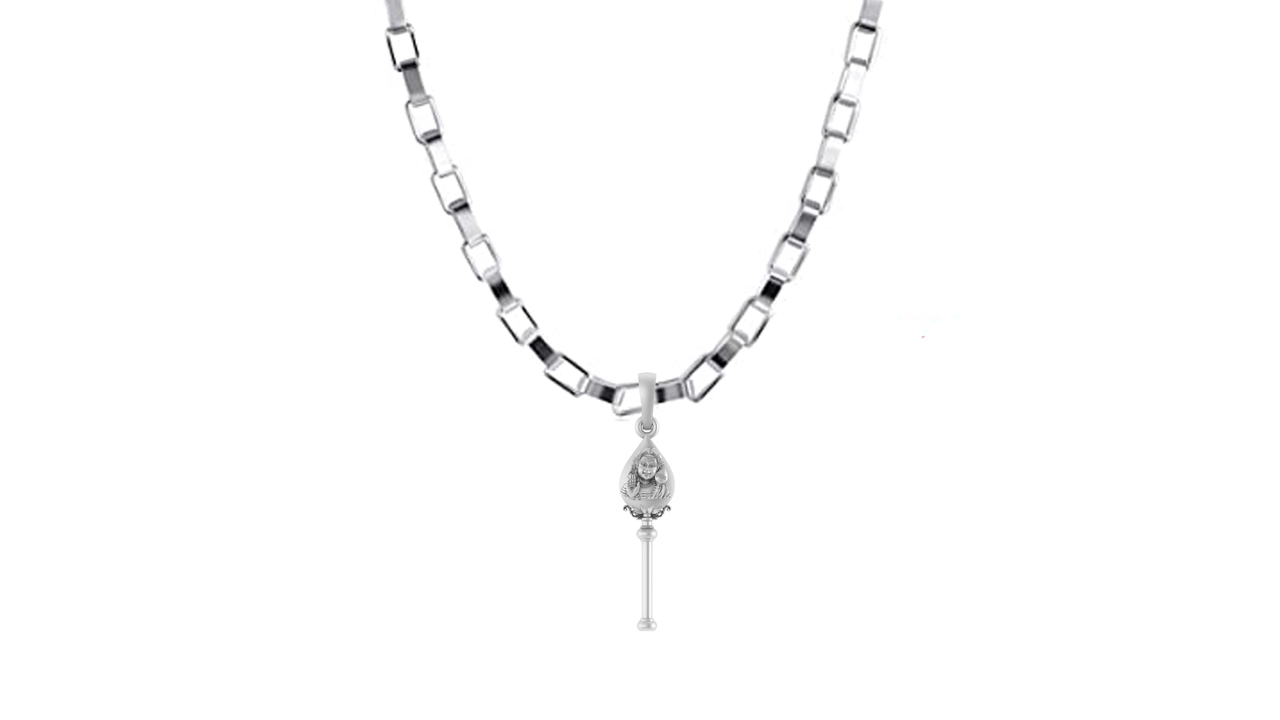God Kartikeya Pure Silver 92.5% purity Chain pendant by Akshat Sapphire Murugan Pendant (Pendant with Box Chain-22 inches)