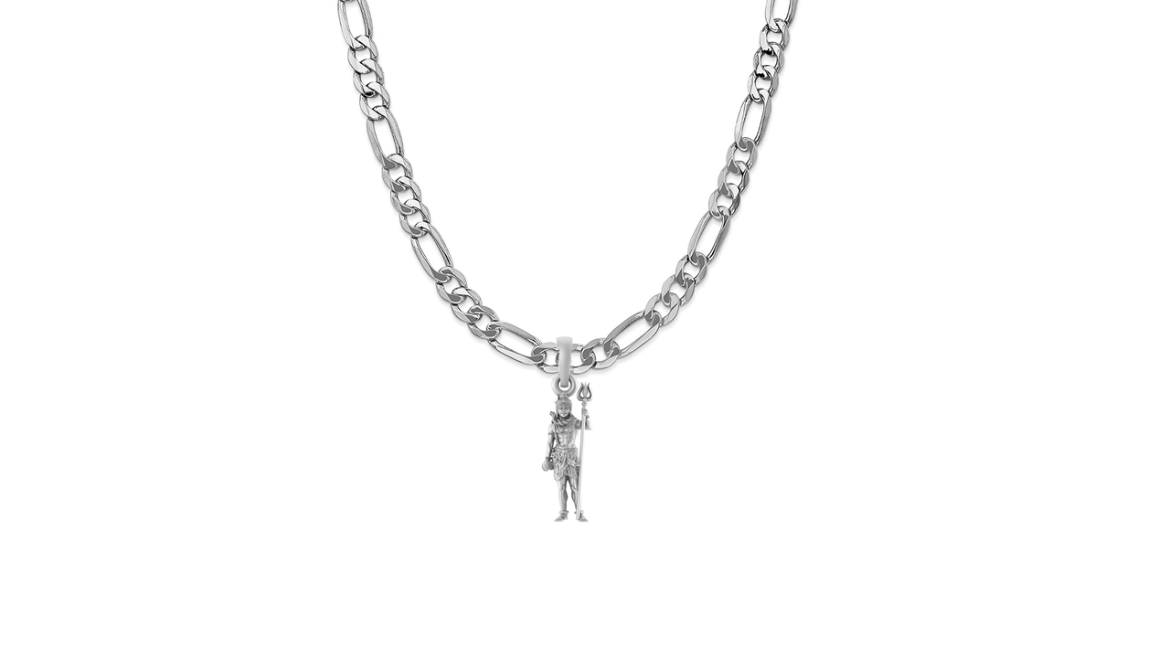 God Shiva Pure Silver 92.5% purity Chain pendant by Akshat Sapphire Shiva Pendant (Pendant with Figaro Chain-22 inches)