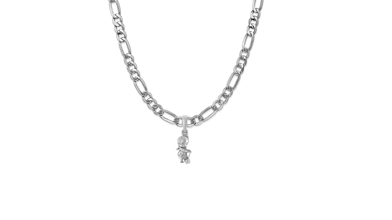 God Hanuman Pure Silver 92.5% purity Chain pendant by Akshat Sapphire (Pendant with Figaro Chain-22 inches)