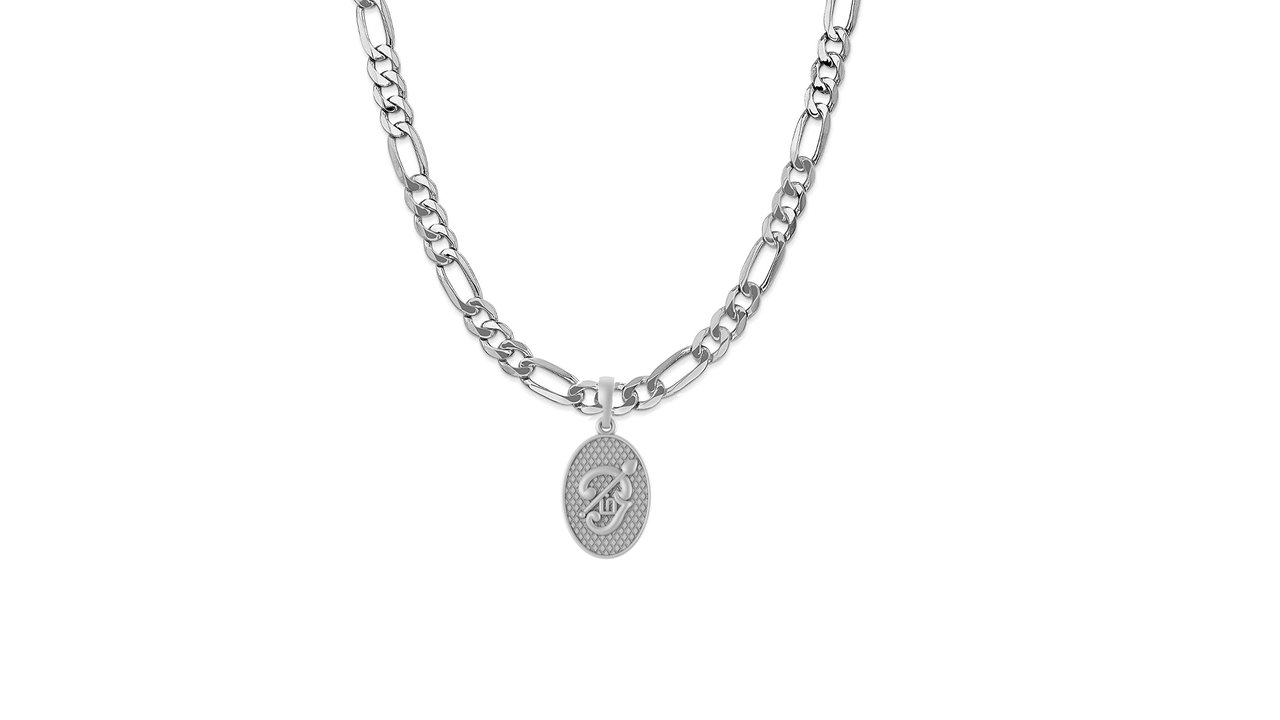Spiritual Tamil OM Pure Silver 92.5% purity Chain pendant by Akshat Sapphire for Men & Women (Pendant with Figaro Chain-22 inches)