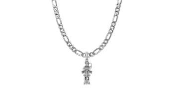 God Hanuman Pure Silver 92.5% purity Chain pendant by Akshat Sapphire (Pendant with Figaro Chain-22 inches)