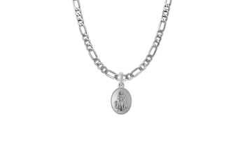 God Kartikeya Pure Silver 92.5% purity Chain pendant by Akshat Sapphire Murugan Pendant (Pendant with Figaro Chain-22 inches)