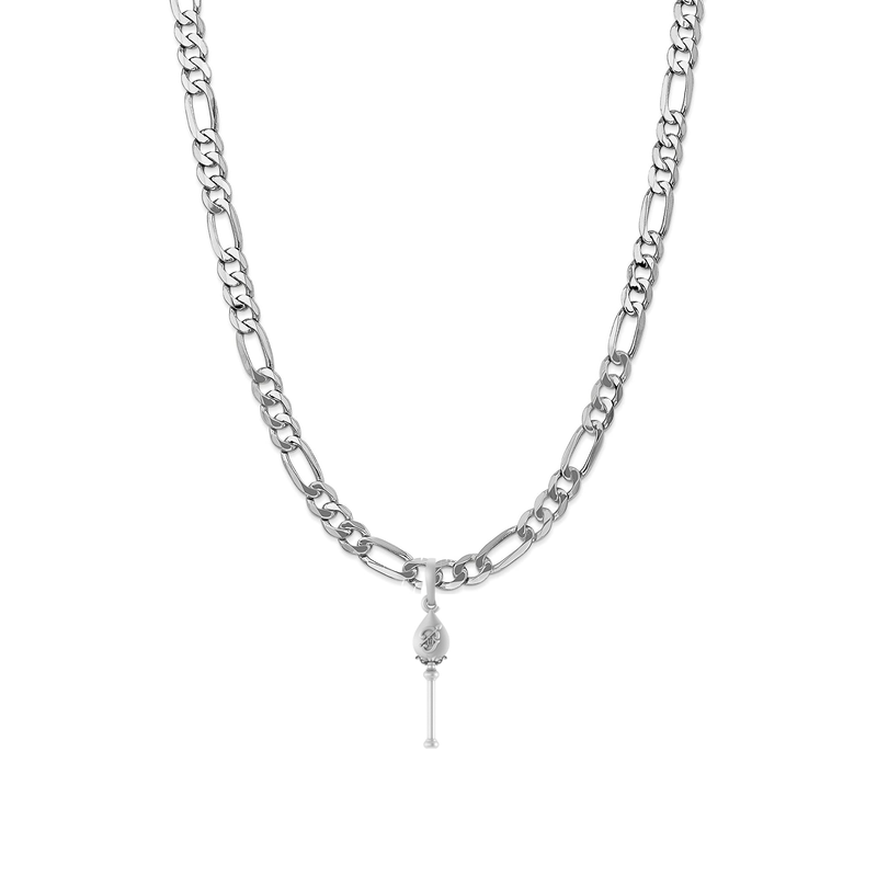 God Kartikeya Pure Silver 92.5% purity Chain pendant by Akshat Sapphire Murugan Pendant (Pendant with Figaro Chain-22 inches)