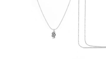 Stylish snake Pure Silver 92.5% purity Chain pendant by Akshat Sapphire snake Pendant (Pendant with Rope Chain-22 inches)