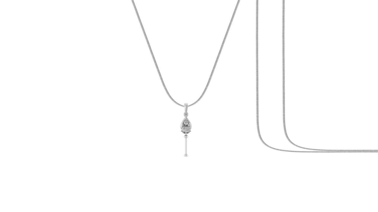 God Kartikeya Pure Silver 92.5% purity Chain pendant by Akshat Sapphire Murugan Pendant (Pendant with Snake Chain-22 inches)
