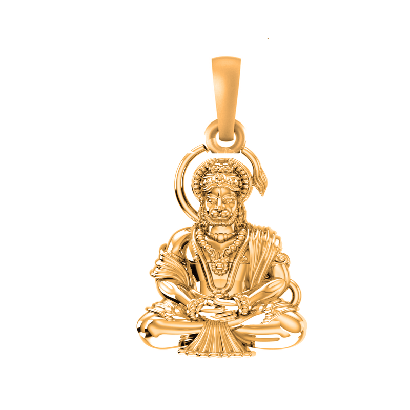 22CT Gold Plated Silver 92.5 Purity God Hanuman (Premium big size) Pendant for Men by Akshat Sapphire-PB7150_Gold