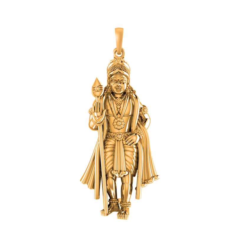 22CT Gold Plated Silver 92.5 Purity God Kartikeya (Big Size) Pendant for Men & Women by Akshat Sapphire-PB7170_gold