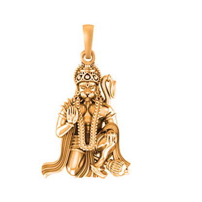 22CT Gold Plated Silver 92.5 Purity God Hanuman (Premium big size) Pendant for Men by Akshat Sapphire-PB7172_Gold