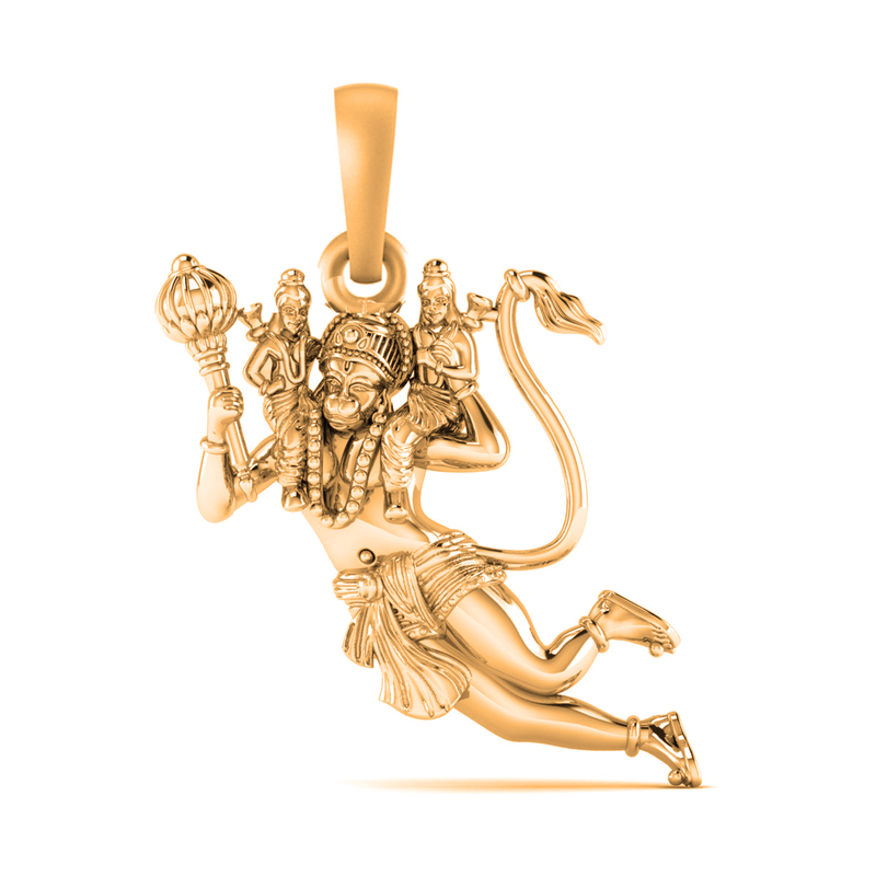 22 CT Gold Plated Silver (92.5% purity) God Hanuman/Bajrang Bali (Big Size) Pendant for Men