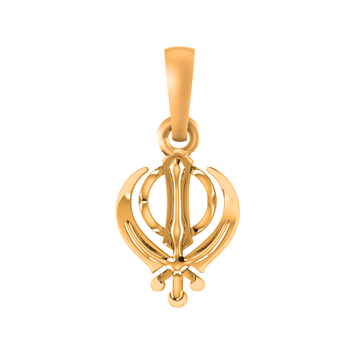 22 CT Gold Plated Silver (92.5% purity)  religious Sikh Khanda symbol Pendant (Big Size)  for Men and Women