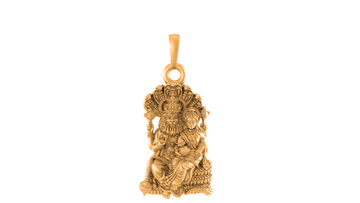 22 CT Gold Plated Silver (92.5% purity) God Laxmi Narsimha Pendant (Big Size) for Men and Women