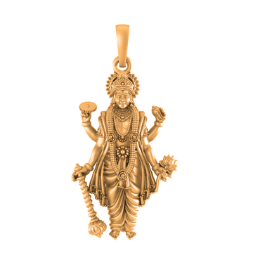 22 CT Gold Plated Silver (92.5% purity) God Vishnu Pendant (Big Size) for Men and Women