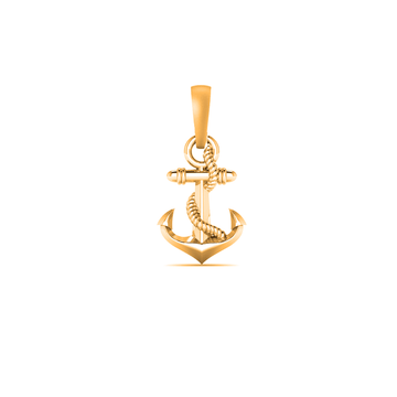 22 CT Gold Plated Silver (92.5% purity) Ship Anchor Pendant (Big Size) for Men and Women