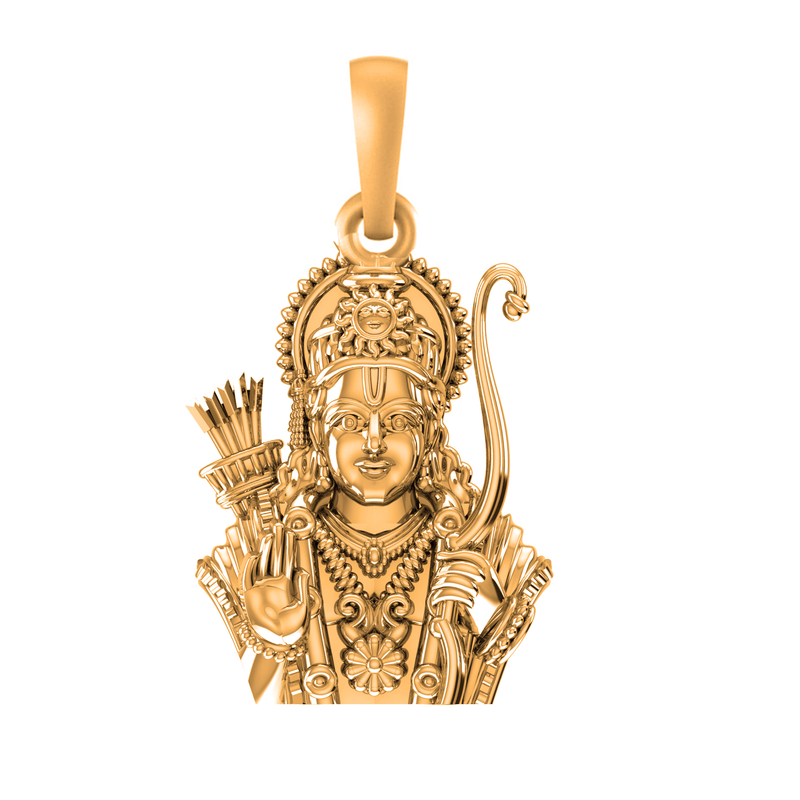 22 CT Gold Plated Silver (92.5% purity) God Ram Pendant (Big Size) for Men and Women