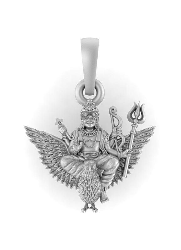 Akshat Sapphire Sterling Silver (92.5% purity) God Shani Dev Pendant (Big Size) for Men & Women Pure Silver Lord Shani Dev Locket (Big Size) for Good Health & Wealth