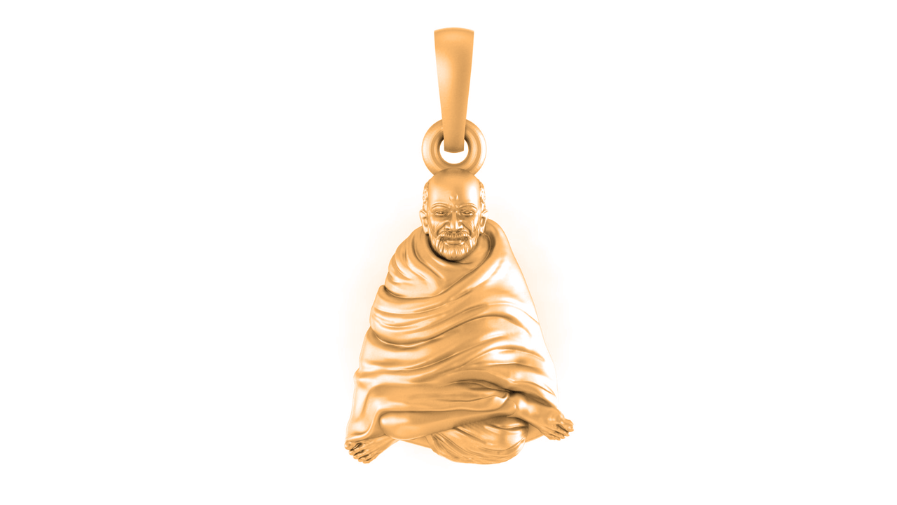 22 CT Gold Plated Silver (92.5% purity) Spiritual Neem Karoli Baba Pendant (Big Size) for Men and Women