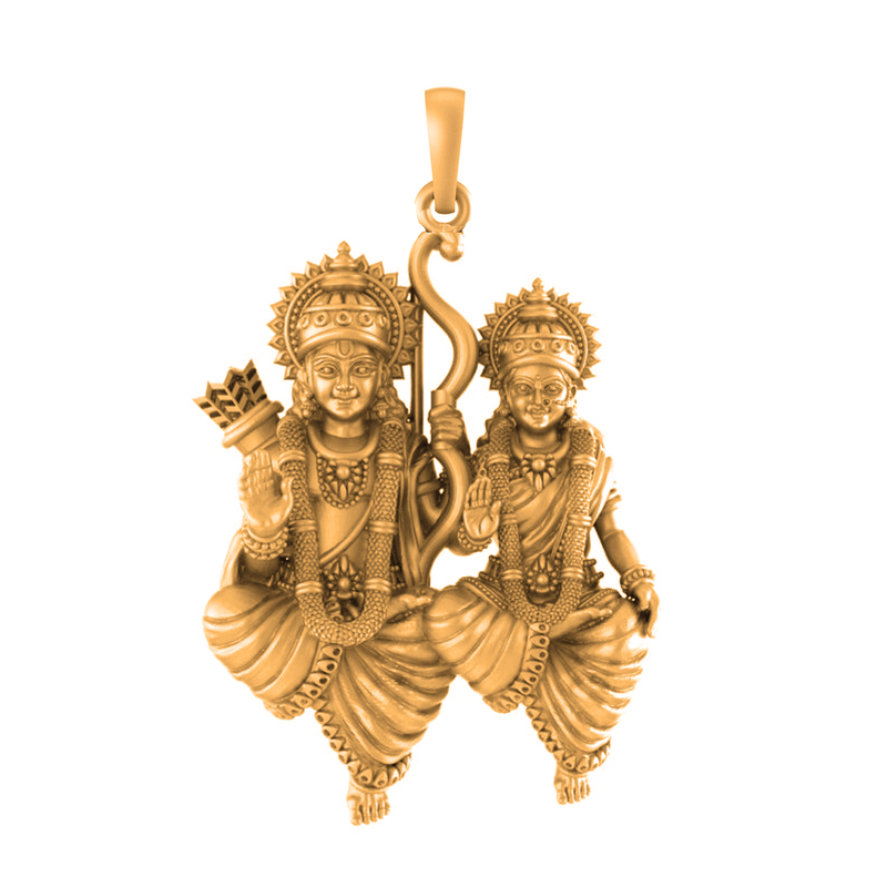 22 CT Gold Plated Silver (92.5% purity) God Ram and Maa Sita (Big Size) Pendant for Men and Women